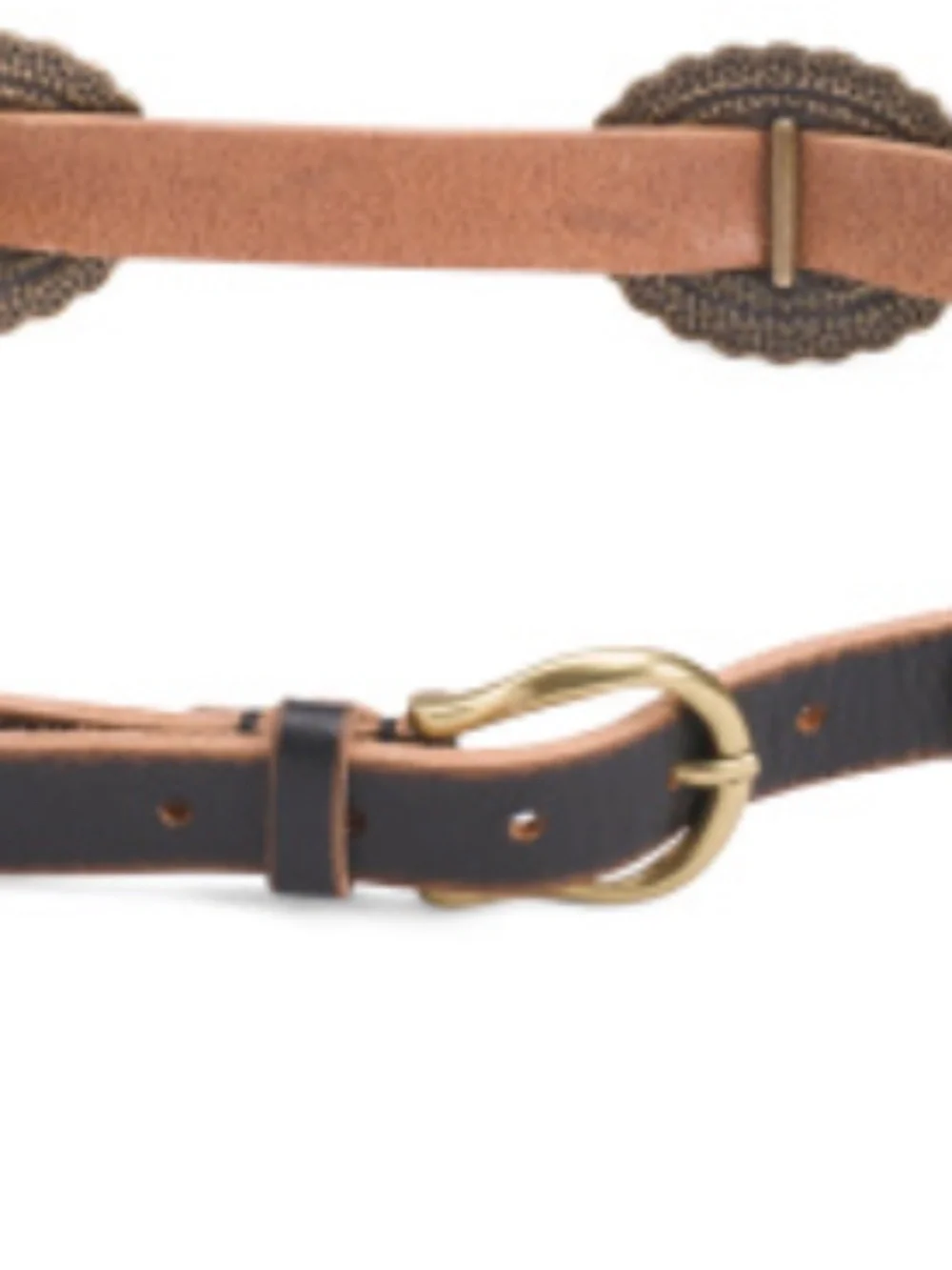 NWT Made In Italy Leather Belt With Multi Metal Plaque Accent Size L